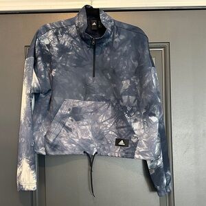 adidas Navy and White Tie-Dye quarter zip pullover